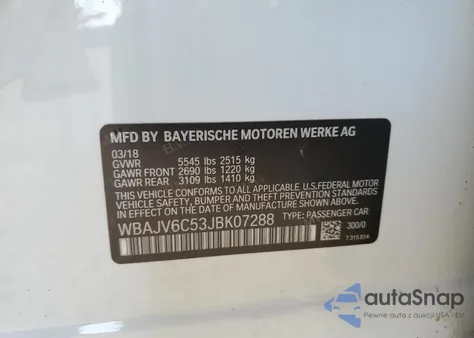 2018 BMW 640 Xigt z USA, uszkodzony, nr VIN WBAJV6C53JBK07288